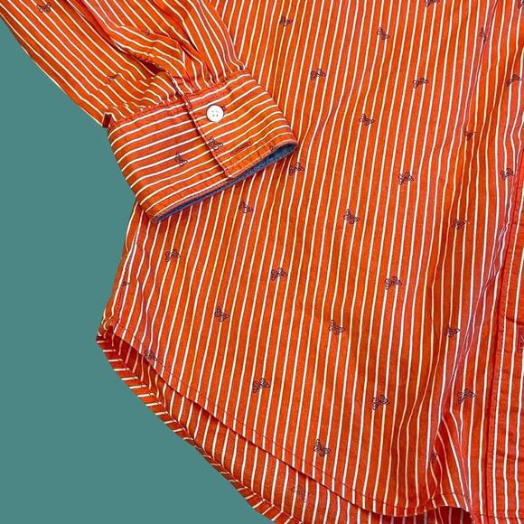 Y2K orange button up butterfly blouse size small - Picture 5 of 8